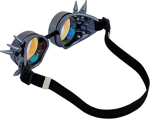 Miniatura 171 de Gafas de caleidoscopio retro con pinchos, gafas de cristal arcoíris steampunk estilo soldadura, gafas de cosplay punk