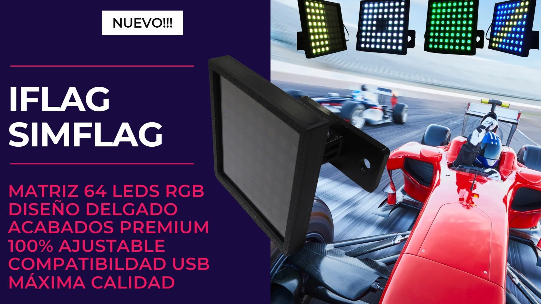 Genérico iFlag, Simflag. para Montaje en Cockpit de perfiles de Aluminio. PC Simracing