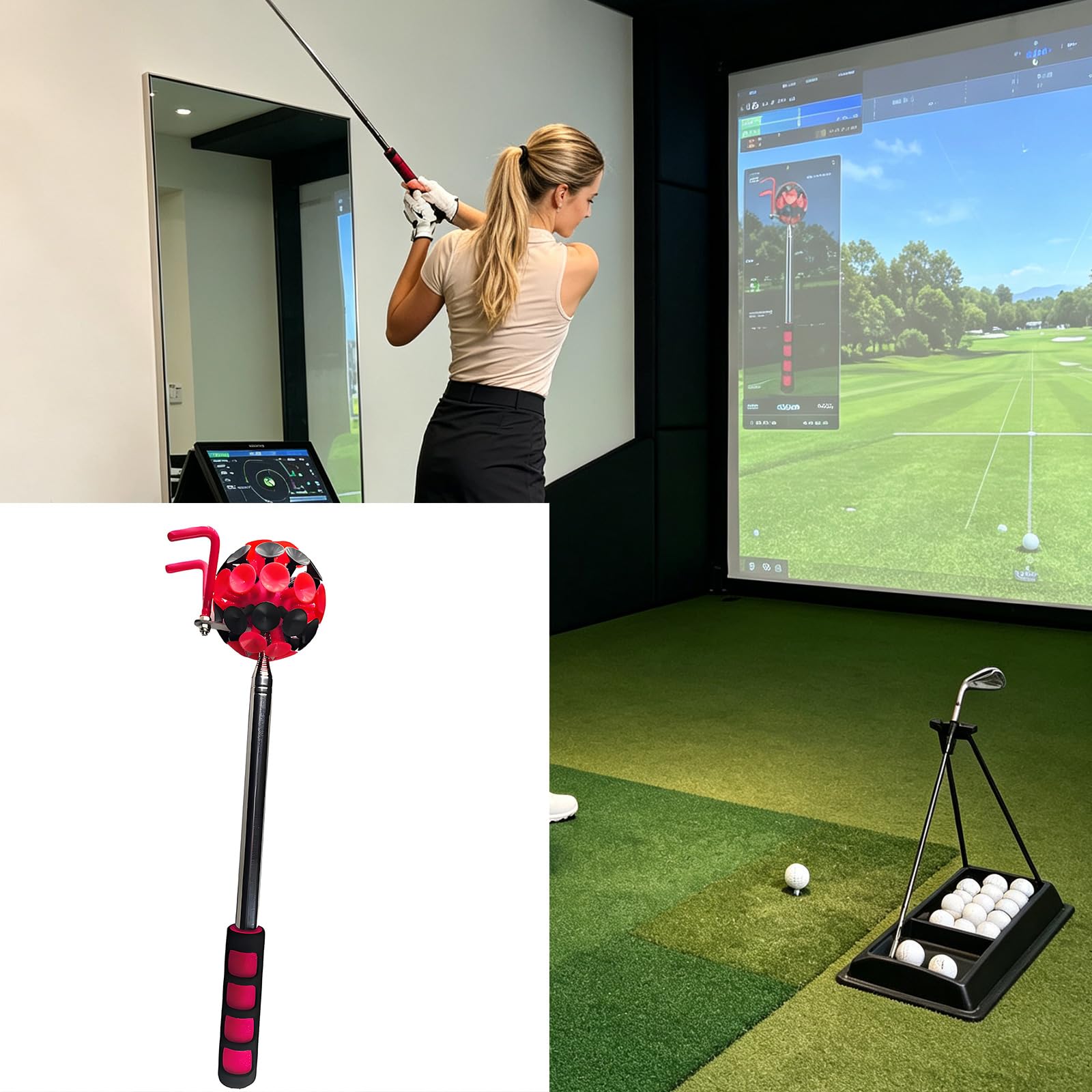 Recogedor telescópico de Pelotas de Golf con Eje de Acero