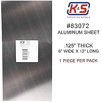 Vista 2 de K & S K&S 83072 Hoja de aluminio, 125 pulgadas de grosor x 6 pulgadas de ancho x 12 pulgadas de largo, 1 pieza, fabricada en los Estados Unidos