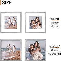 Vista 3 de upsimples 12x12 Picture Frame, Display Pictures 8x8 with Mat or 12x12 Without Mat, Wall Hanging Photo Frame, Gray, 1 Pack