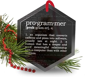 Programmer Definition Funny Glass Christmas Ornament