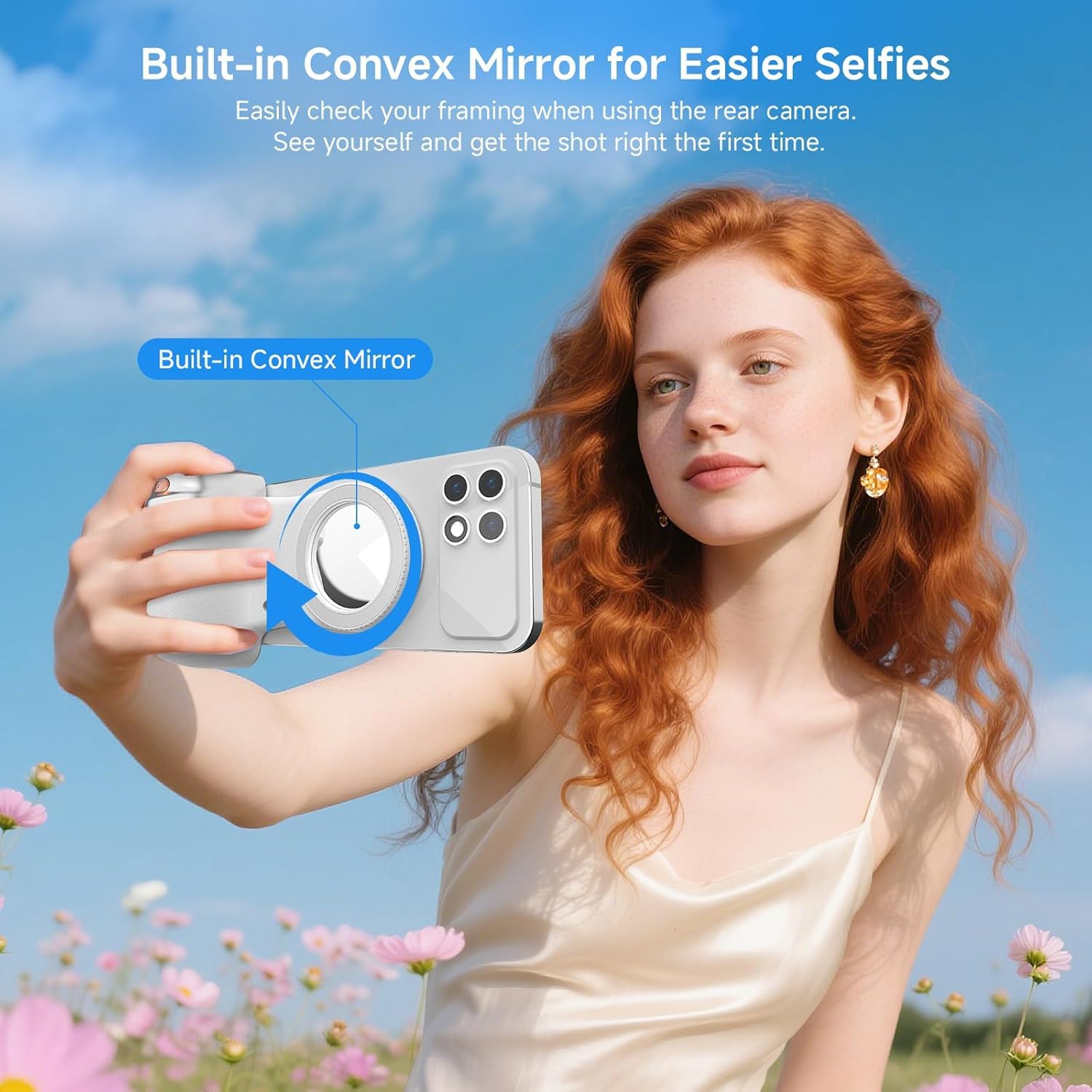Supporto magnetico per telefono con controllo Bluetooth staccabile, maniglia per fotocamera smartphone per iPhone e Android con luce di riempimento selfie, otturatore ergonomico in stile DSLR per