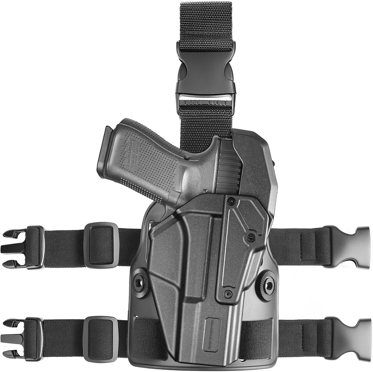 WARRIORLAND Level 2 Drop Leg Holster for 17/19/ 22/23 Gen 3-5 & G31/32 Gen 3-4 & 19X/44/45/47/49 & MOS Version, Optic Cut with RDS Cover, Tactical Thigh Holster with Adj. Heigh, Open Muzzle Design