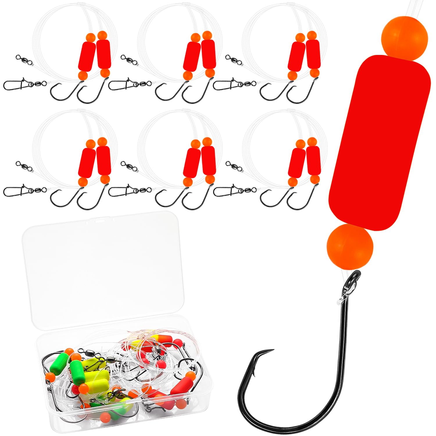 Pompano Rig Saltwater Surf Fishing Rigs – Double Drop Leader Rigs with Hooks, Floats, Beads & Snap – Easy Pre-Tied Terminal Tackle for Pompano,