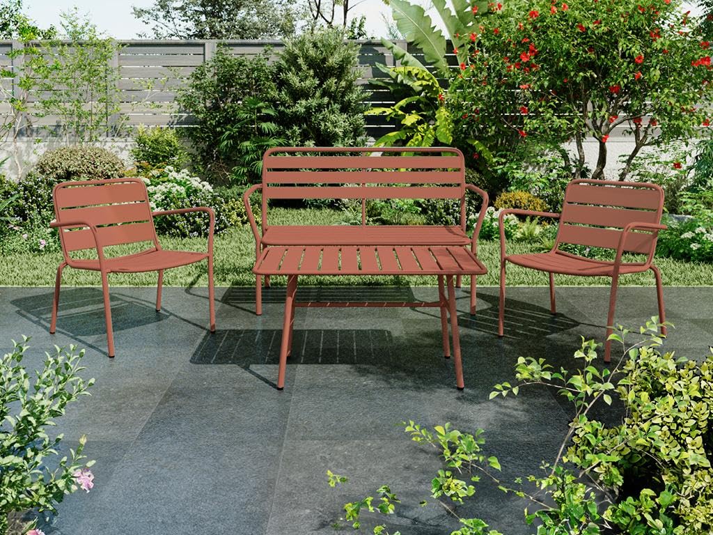 Vente-unique - Table Basse de Jardin en métal - Terracotta - MIRMANDE de MYLIA