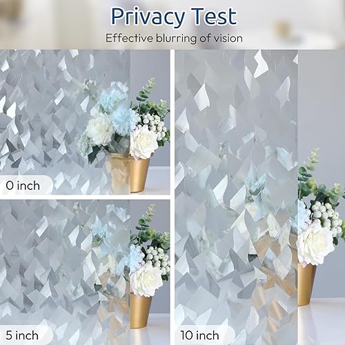 Miniatura 9 de rabbitgoo Película de privacidad para ventana, 3D decorativa vitral, adherencia estática, bloqueo solar, adhesivo de vinilo extraíble, carámbanos