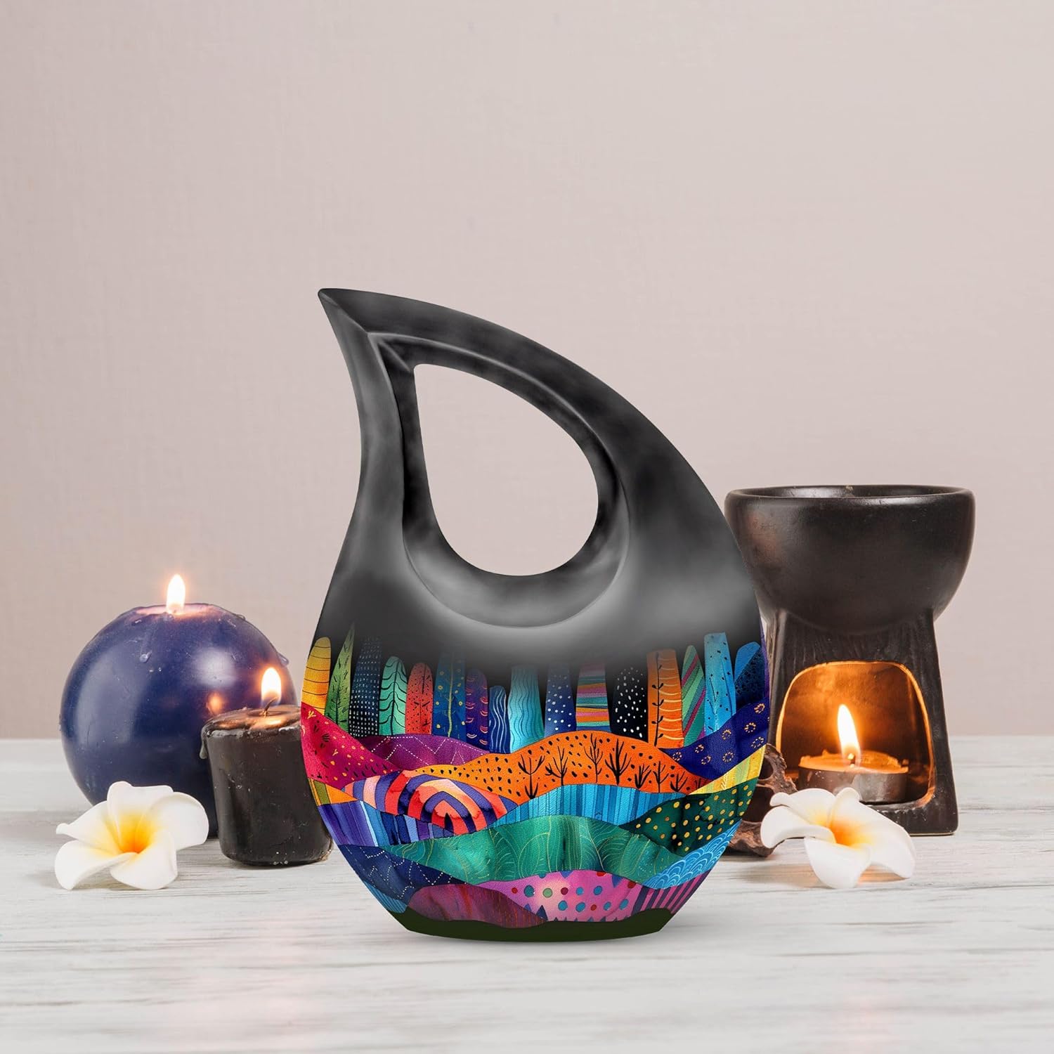 Vibrant Textile Landscape Urn - Small Urn for Human Ashes - Urn for Human Ashes Adult Women & Men - Urns for Ashes Adult - Urns Human Ashes, Adult Funeral urn(Size - 4inch, 4Pcs)