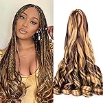 Curly Braiding Hair 8 packs Spanish Curly Crochet Hair P27/33 Bouncy Braiding Hair Extensions 24 Inch Pre Stretched French Curl Braids Hair (24 Inch Pack of 8,P27/33)