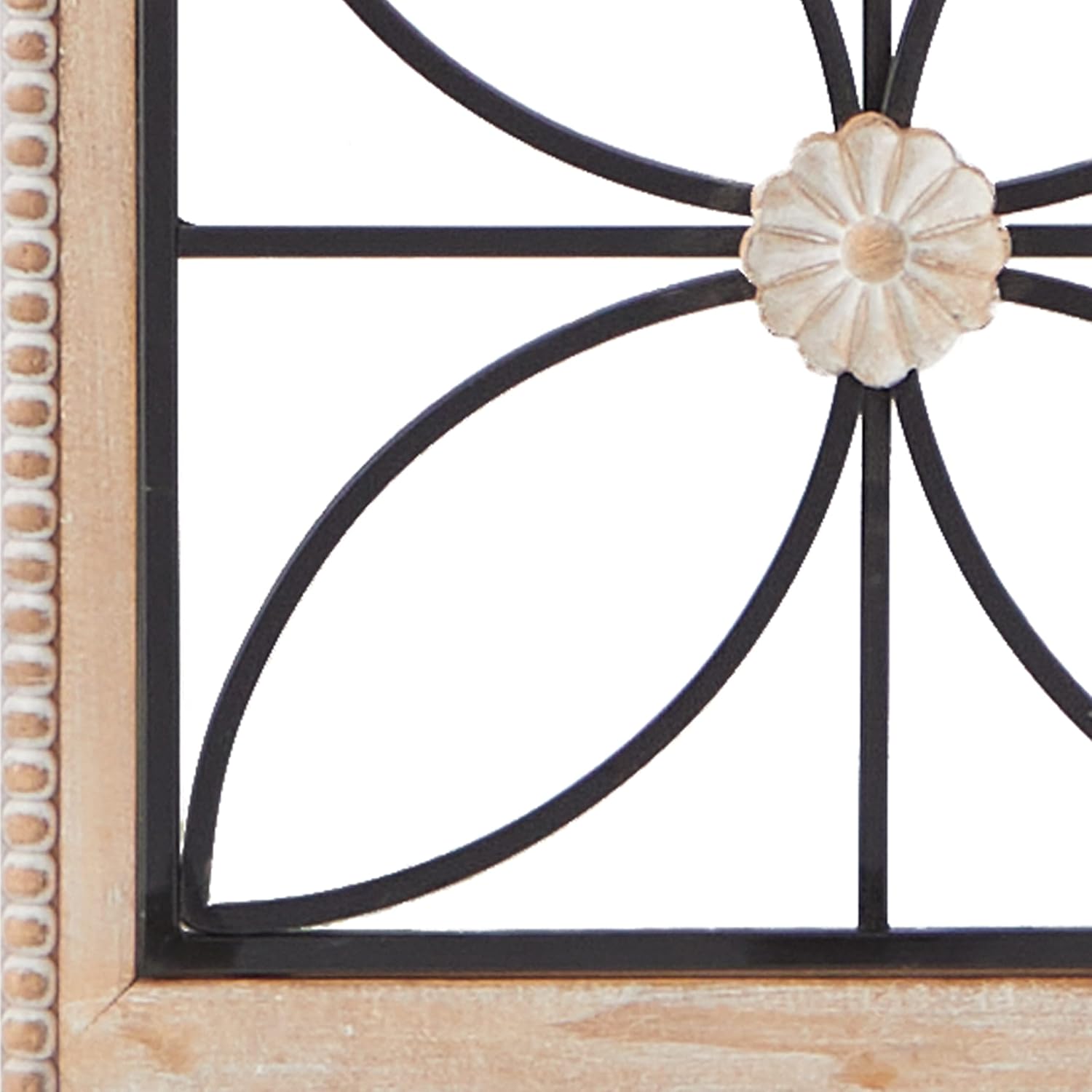 Deco 79 Metal Floral Home Wall Decor Wall Sculpture with Brown Frame, Wall Art 15" x 1" x 50", Black