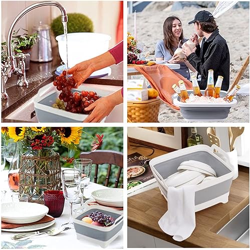 Miniatura 7 de Tina plegable para lavadero, lavabo para camping, plato de lavado, lavabo portativo para fregadero de caravana, verduras, frutas, fregadero de