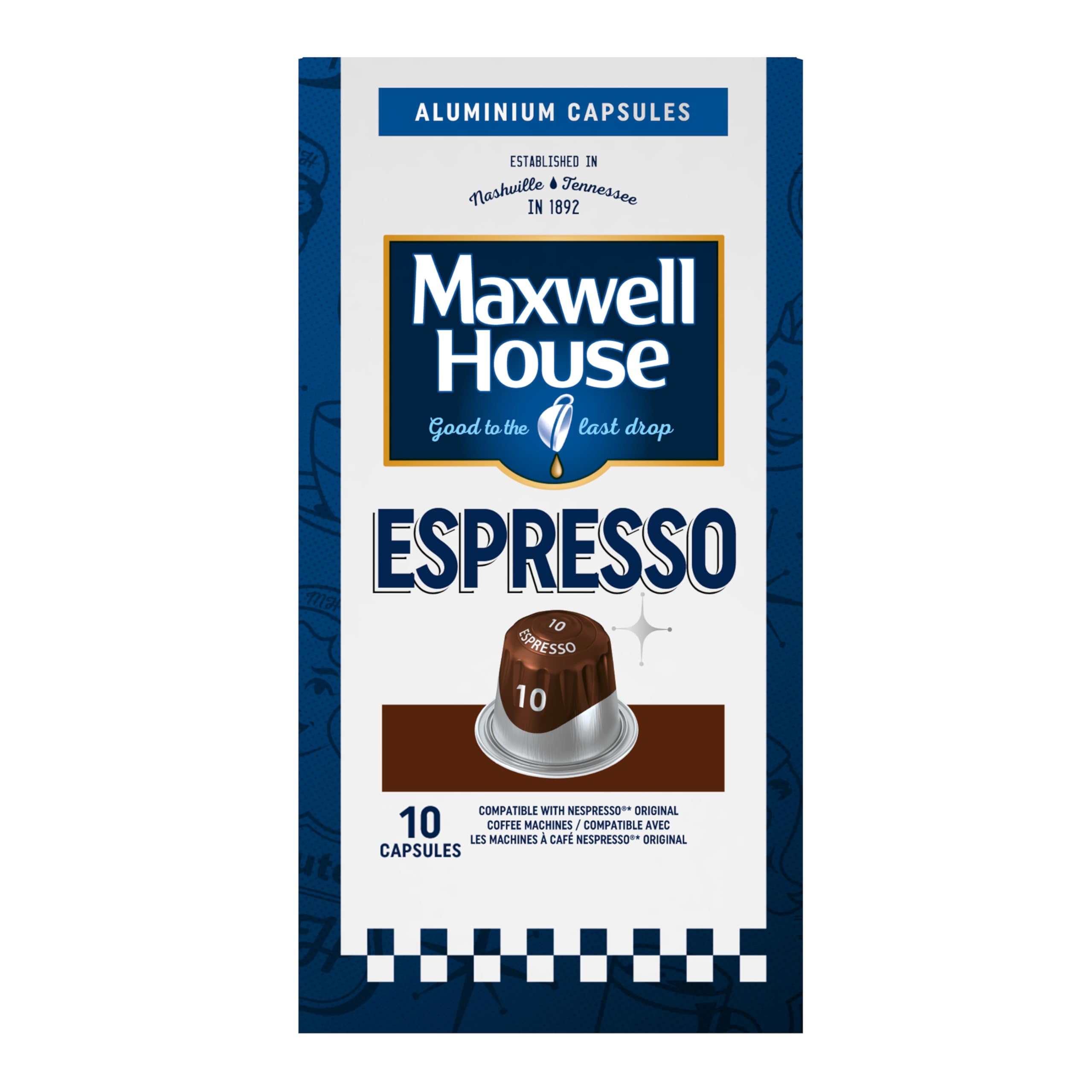 Maxwell HouseEspresso - Intensity 10-10 Aluminium Coffee Capsules Compatible with Original Nespresso Machine (Pack of 1)