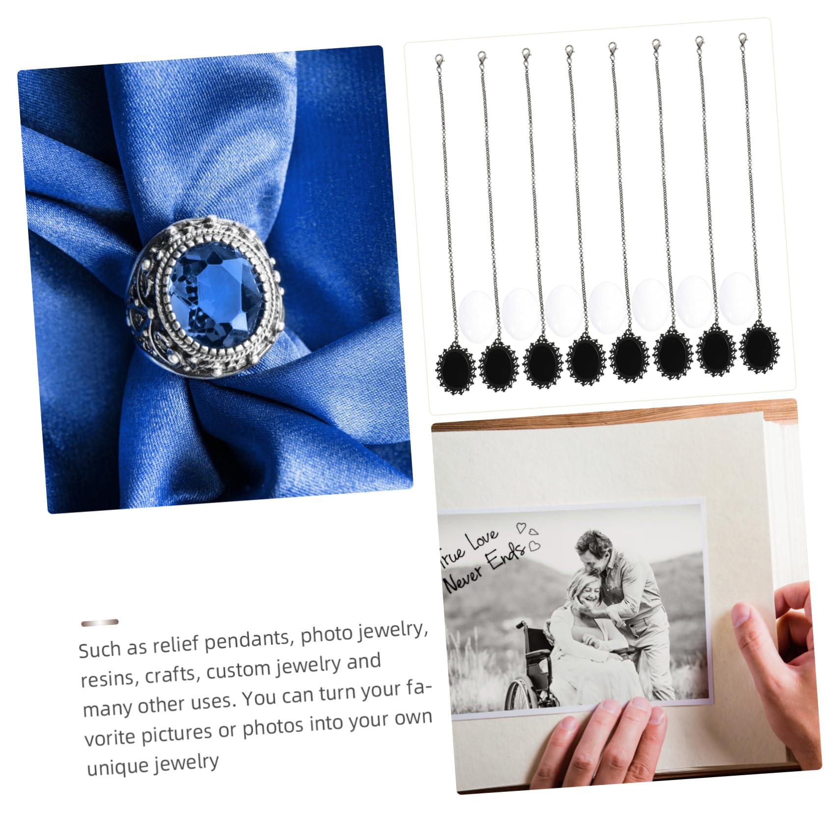 MAGICLULU 30juegos Memorial Photo Charms Marco Bezel Pendientes Personalizados para Recuerdos De Cadena Estilo Vintage