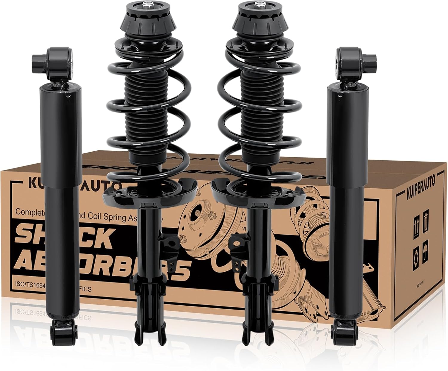 Front Complete Struts w/Coil Spring and Rear Shock Absorbers Compatible for 2010-2013 Kia Soul,1333332L 1333332R 259080,Set of 4