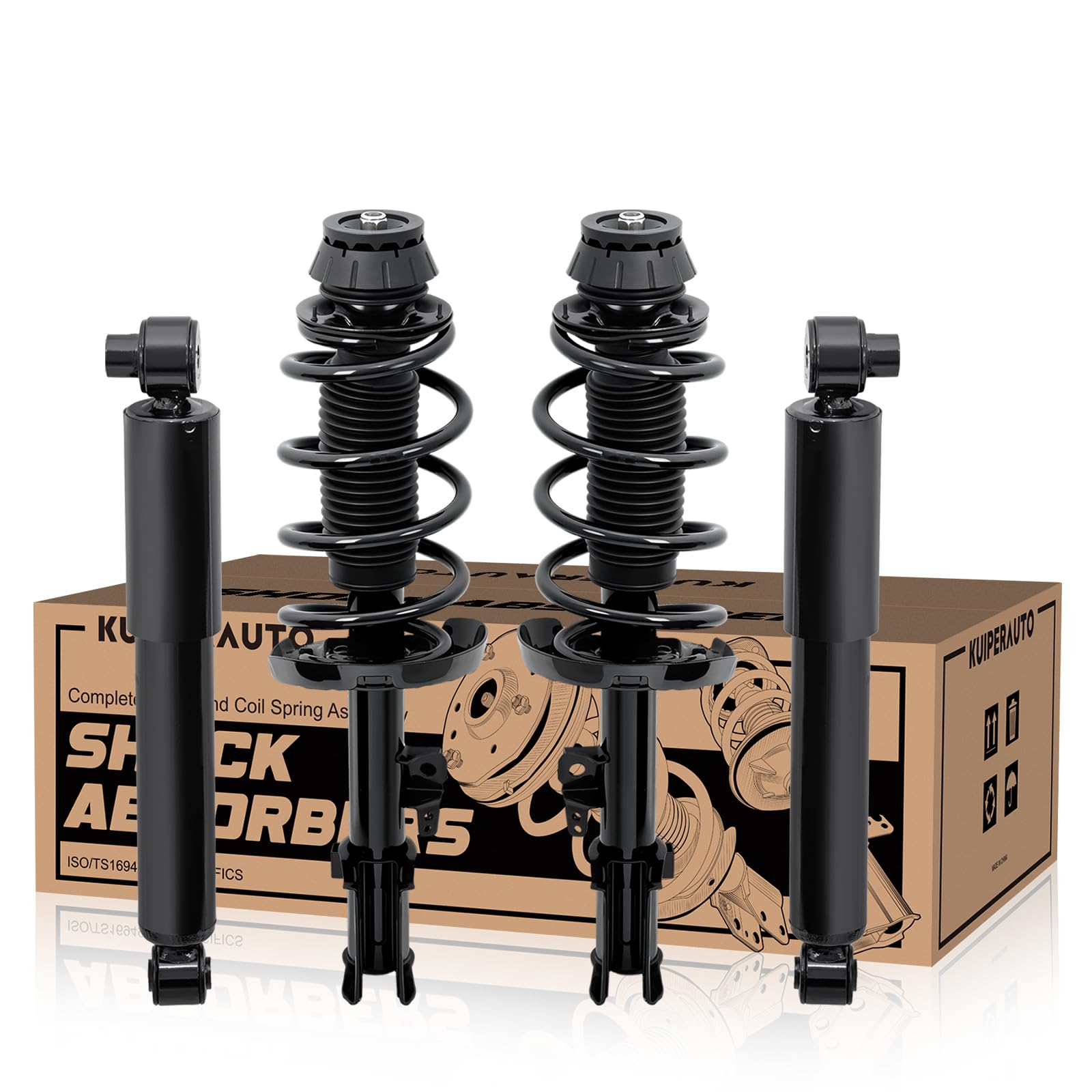 Front Complete Struts w/Coil Spring and Rear Shock Absorbers Compatible for 2010-2013 Kia Soul,1333332L 1333332R 259080,Set of 4
