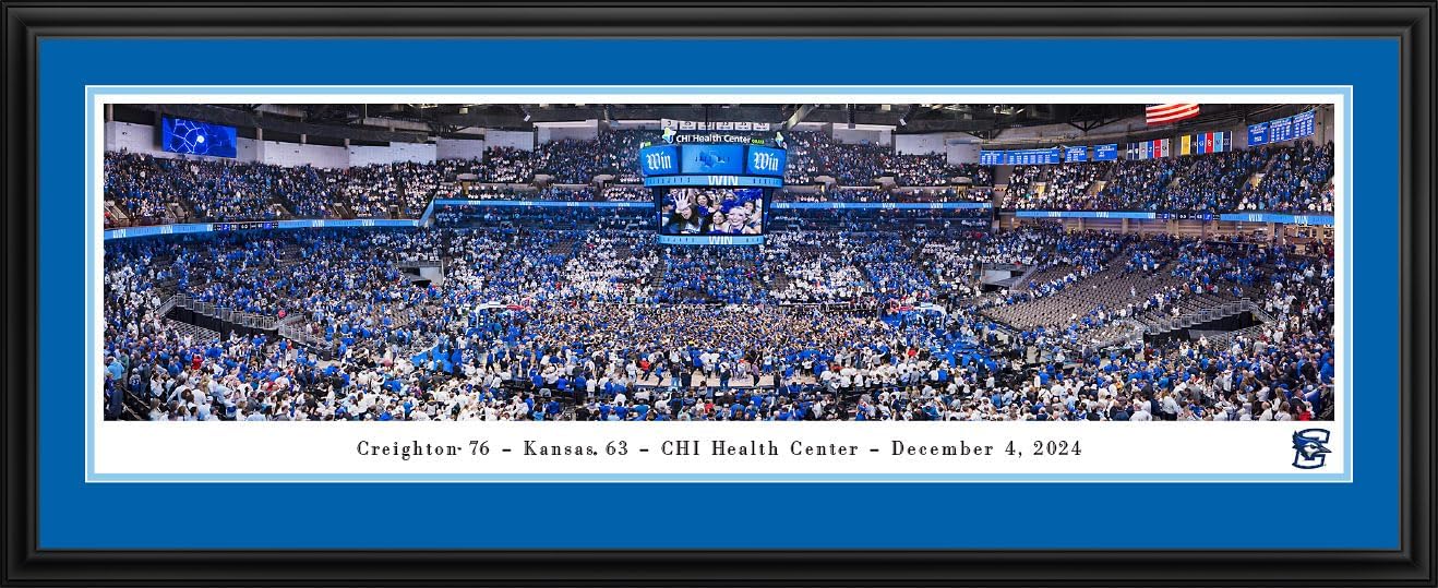 Creighton Bluejays Basketball Celebration - Double Mat, Deluxe Framed Picture by Blakeway Panoramas (44"W x 18"H)