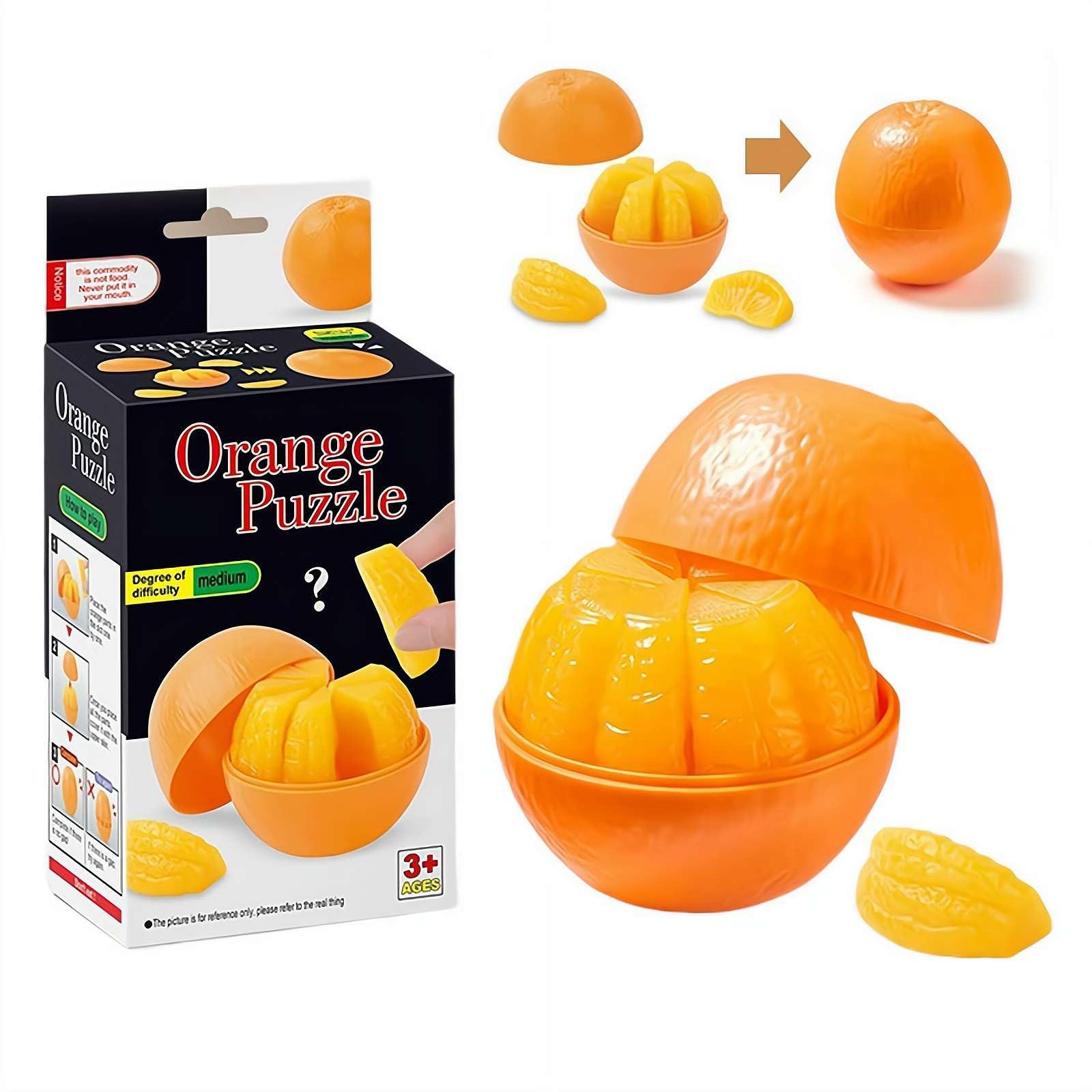 Garlic Puzzle Toy,Fruit Puzzles Educational Toys,Funny Sea Urchin Tangerine 3D Puzzles Matching Game Food Assembly Decompression Toys,3D Space Sense Exercise Enhance Memory for Kids Birthday Gifts