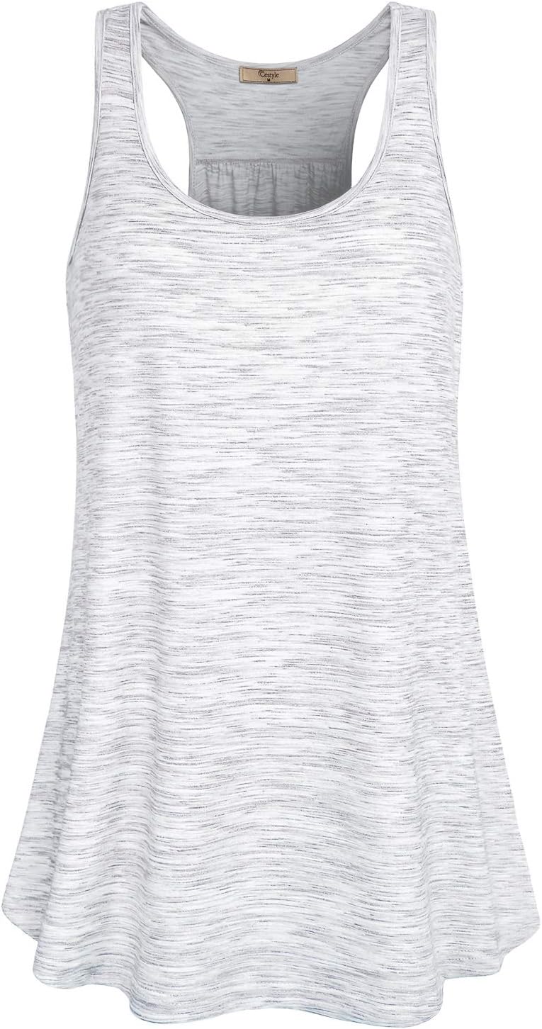 CestyleWomens Sleeveless Scoop Neck Flowy Loose Fit Workout Shirts Racerback Long Tank Tops