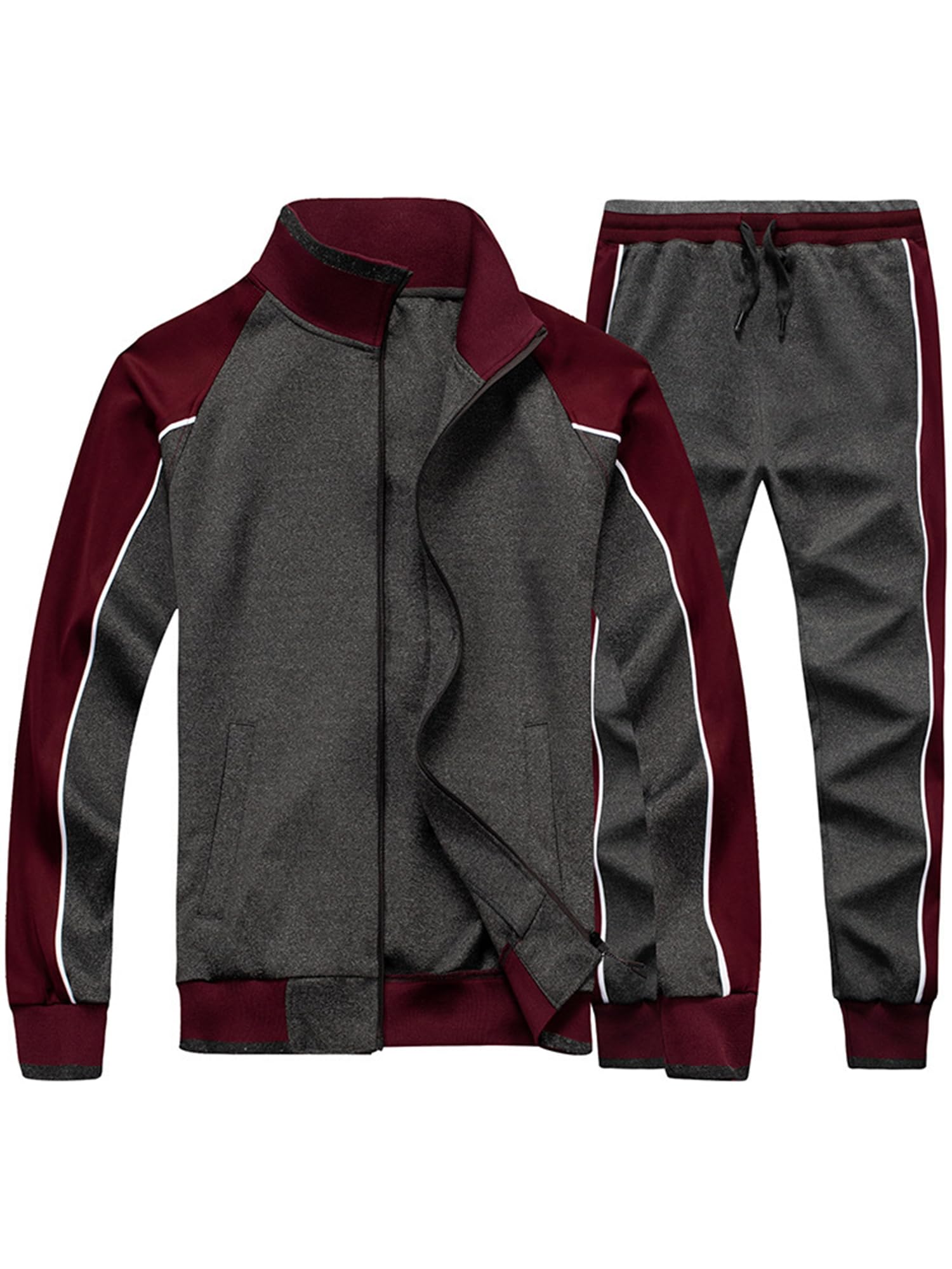 FTCayanz Trainingsanzug Herren Sportanzug Jogginganzug Männer Langarm Anzug Fitness Sporthose Freizeitanzug