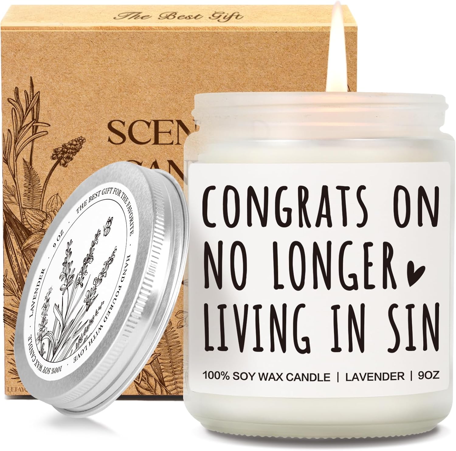 Funny Wedding Candle Gift for Newlyweds, No Longer Living in Sin Candle, Engagement Gift for Couples, His and Hers A nniversary Gifts, Funny Couples Bride and Groom Gifts, Wedding Candles-19