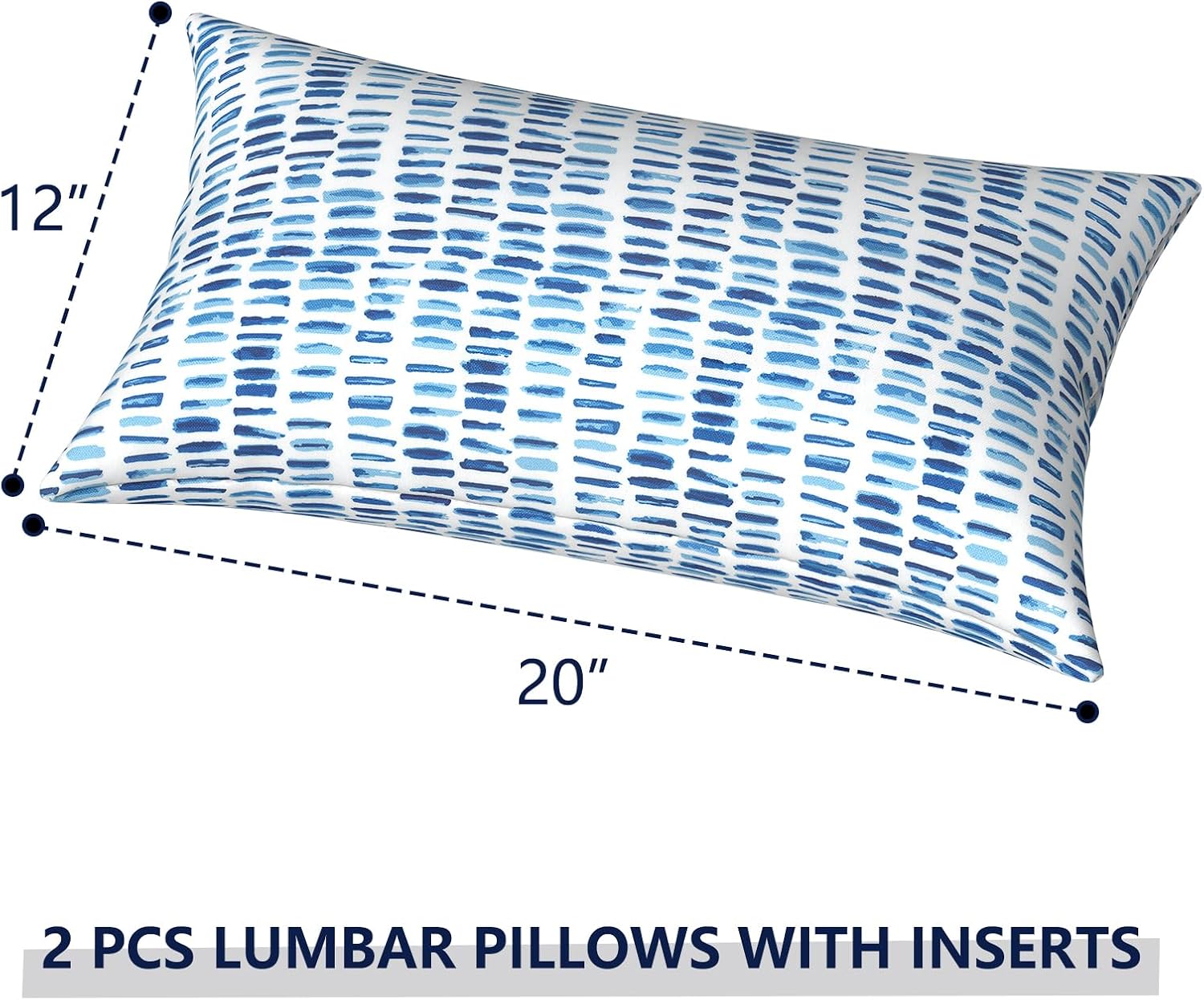 Outdoor Lumbar Pillows 12x20 inch, Rectangle Throw Pillows with Inserts, Decorative Lumbar Cushions for Patio Furniture Garden Couch Home Sofa Office Chair, Pack of 2, Pebble Blue - Image 3