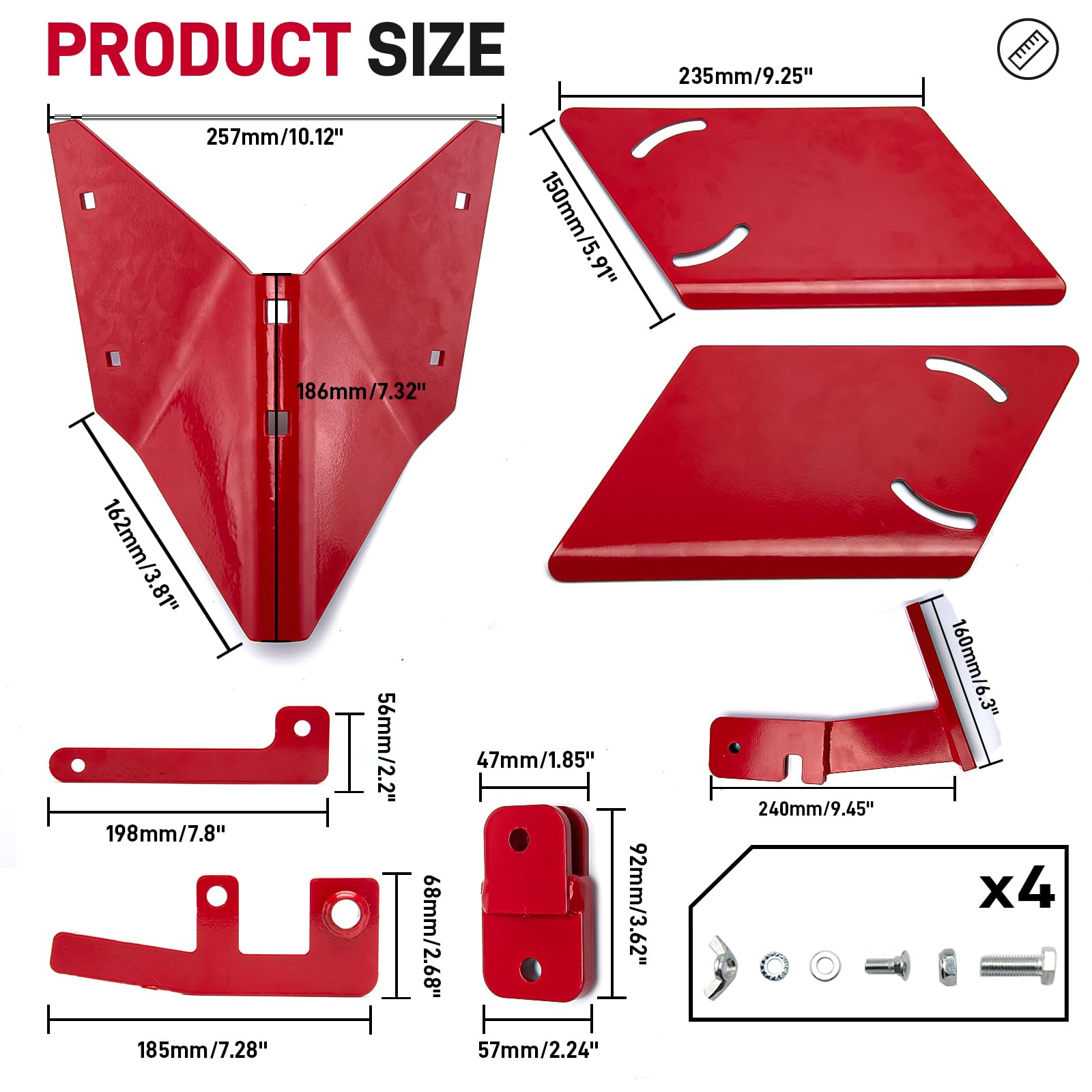 15683 Hiller-Furrower Kit para cultivadores de dientes traseros, compatible con timbres de dientes traseros terremotos, alas extraíbles y ajustables y múltiples métodos de conexión para todo tipo de