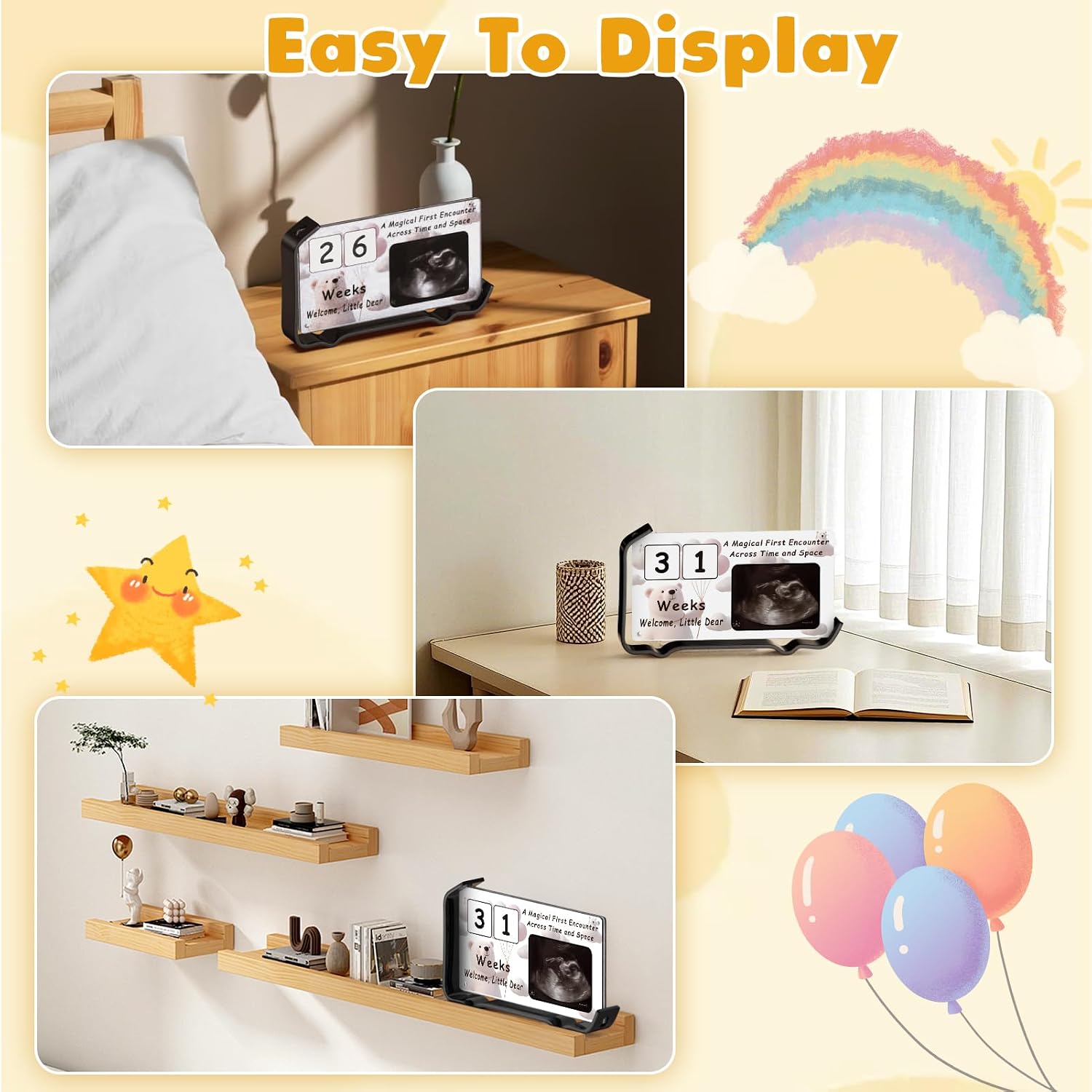 Ultrasound Picture Frames Pregnancy Gifts - 93% of Recipients Will Post it On Social Media - Solving the Century Old Problem of Gift Giving During Pregnancy - Designed for 4x3-inch Ultrasound Photos Gender Reveal - Baby Shower Gifts for Expecting Mom