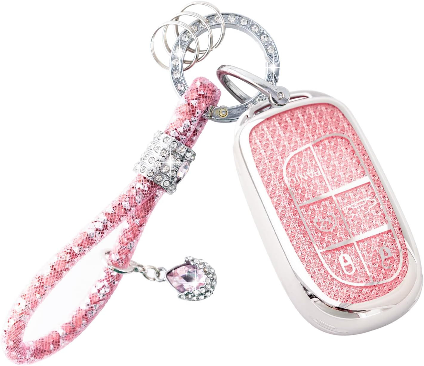 Rislobx Pink Key Fob Cover Fit for Cherokee Grand Compass