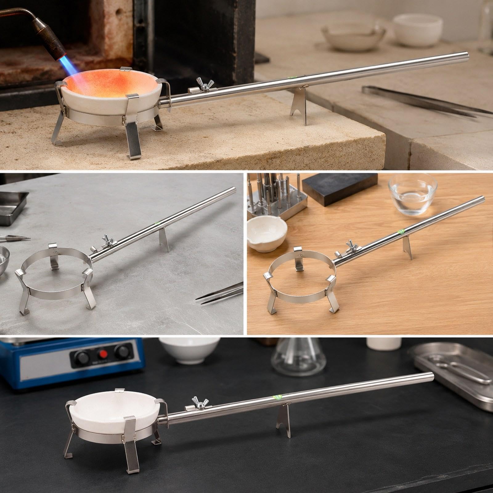 Pinza per Crogiolo, Morsetto Robusto per Ciotola, Strumento per Fusione Metalli, Manico Lungo, Design Fisso in Acciaio Inossidabile di, a