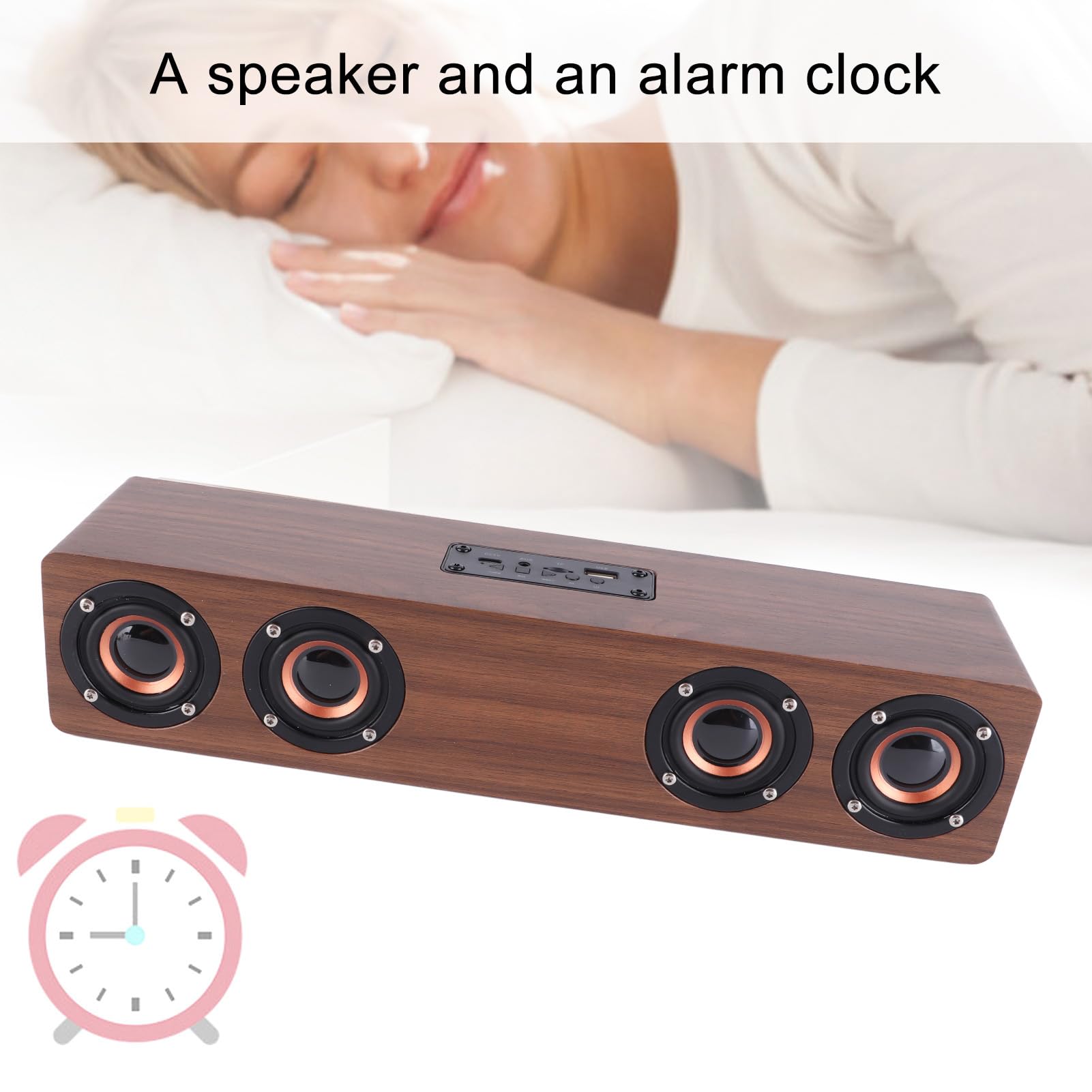 Głośnik Bluetooth Sunicon, drewniany domowy sprzęt audio Retro głośnik Bluetooth 3D głośnik surround zewnętrzny przenośny głośnik do laptopa telefon komórkowy (Brown wood grain (export))