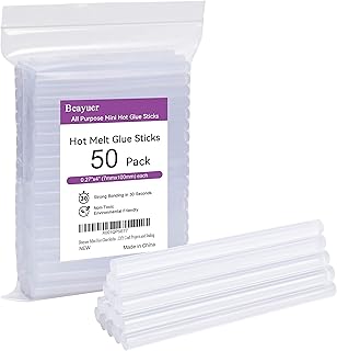 Beayuer Mini Hot Glue Sticks 7mm x 100mm 50 Pack for Most Small Hot Melt Glue Gun Clear Hot Melt Adhesive Sticks Perfect for DIY Craft Projects and Sealing