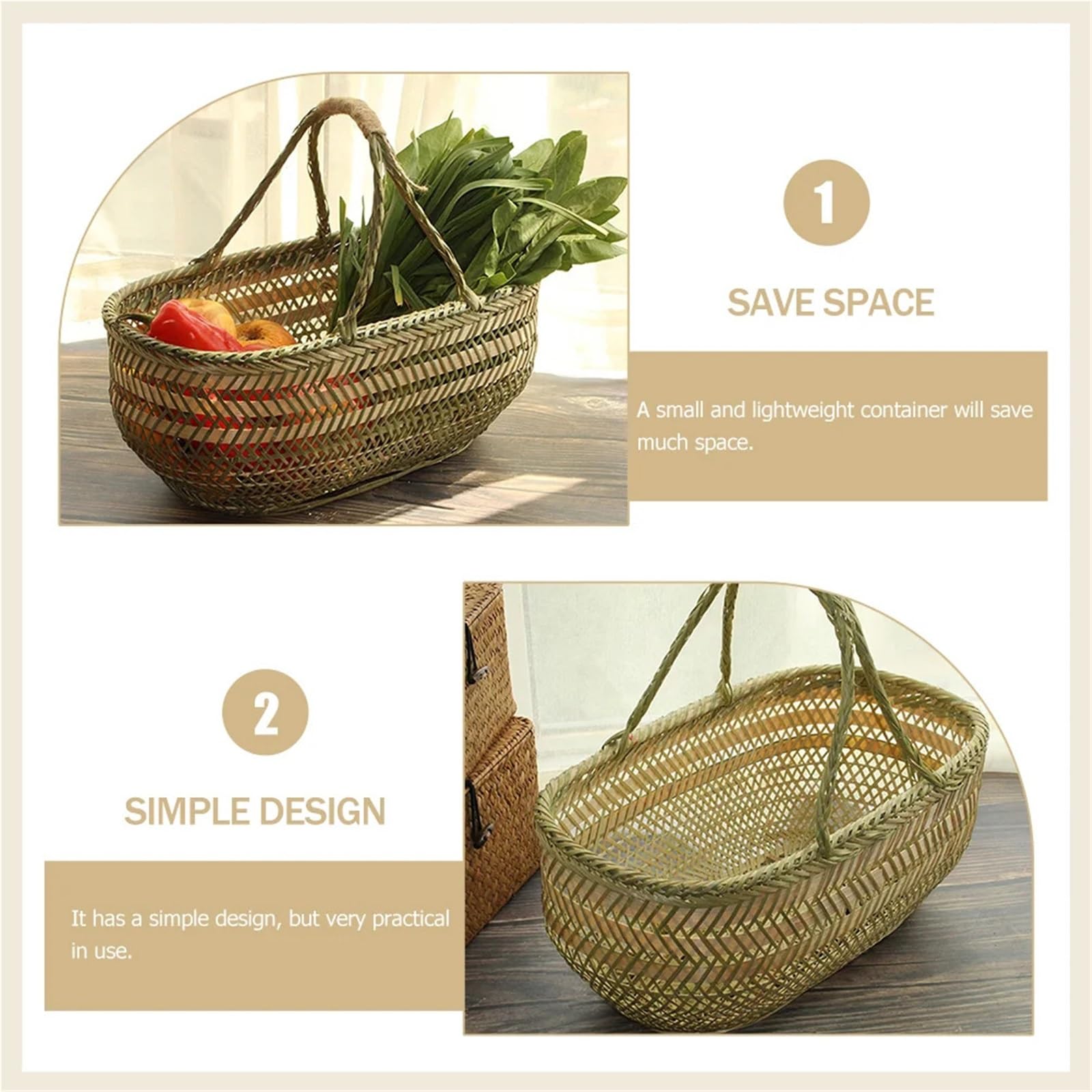 Cestino per Uova, Cestino for la Spesa a Mano, Cestino for Le Uova, portaoggetti for Picnic, con Manico, Snack, Frutta e Verdura