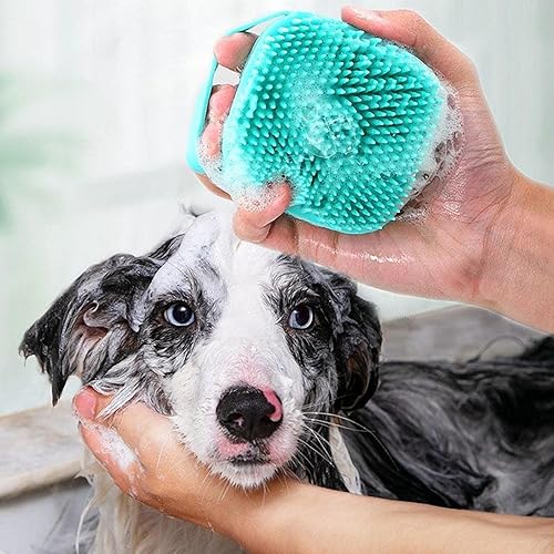 Miniatura 2 de Cepillo de baño para perros y removedor de pelusa portátil, kit de afeitadora de tela fuzz, contiene 1 champú de silicona suave para mascotas,