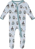 Vista 127 de KicKee Baby & Toddler - Pijama de viscosa ultrasuave de bambú con patas abatibles y puños