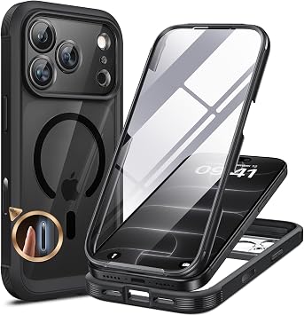 Miracase for iPhone 18 Pro Case Full-Body Cover with Glass Screen Protector | Black丨Mil-Grade Shockproof丨Tempered Glass丨Anti-Scratch丨Camera Area Protect丨Magnetic with MagSafe丨Drop-proof Case 18 Pro,6.3": Amazon.co.uk: Electronics & Photo