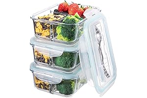 Glass Meal Prep Containers 3 Compartment - Bento Box Glass Lunch Containers