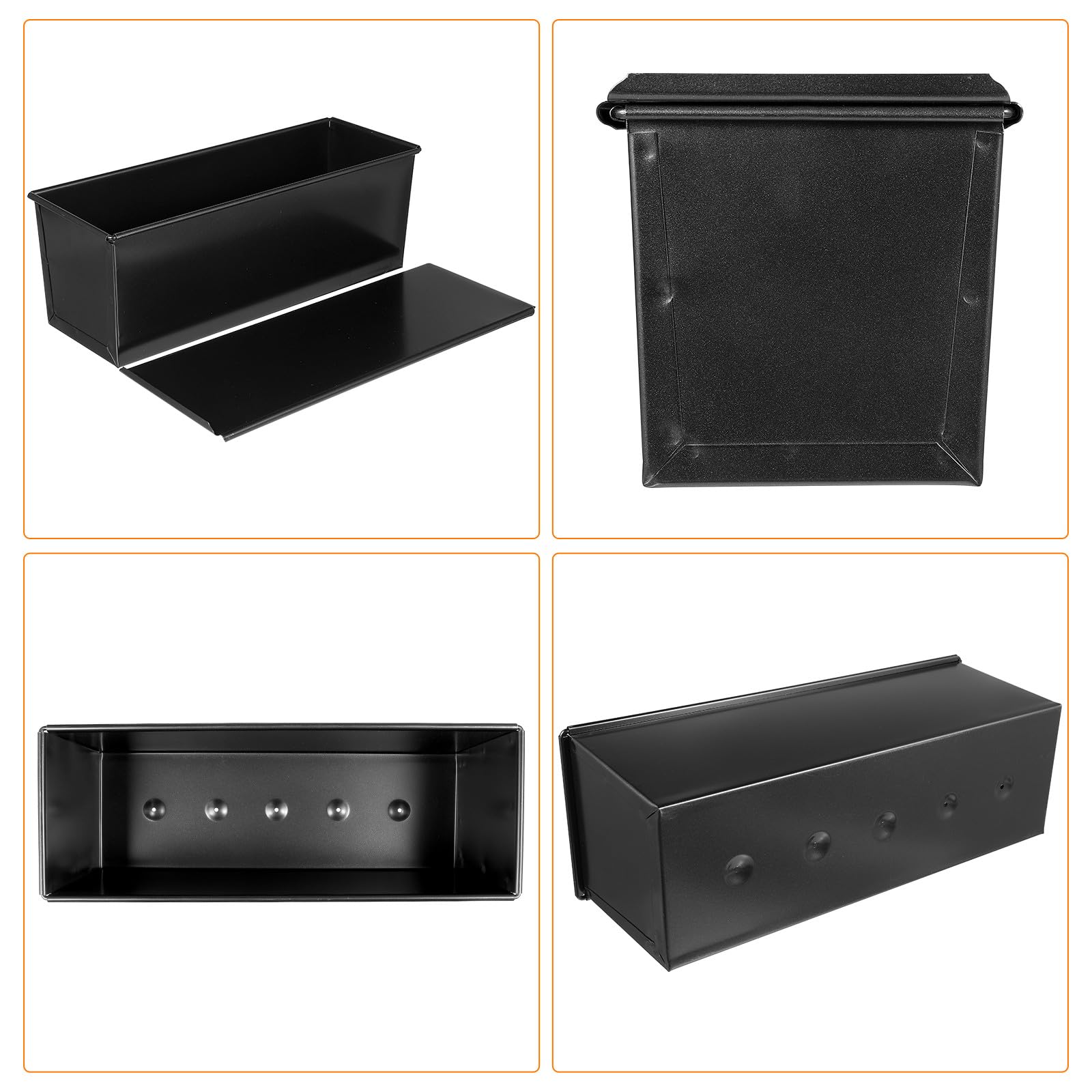 SHINEOFI Moule à Pâtisserie Noir 33X12.3X11 CM Couvercle Coulissant Antiadhésif pour de Mie 750 G Cuisson Professionnelle Maison et Restaurants