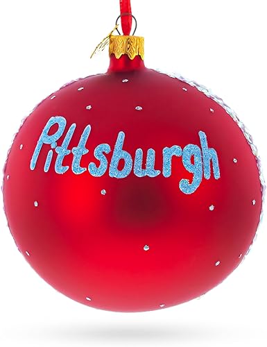 Miniatura 2 de Pittsburgh, Pennsylvania, bola de cristal, adorno de Navidad de 4 pulgadas