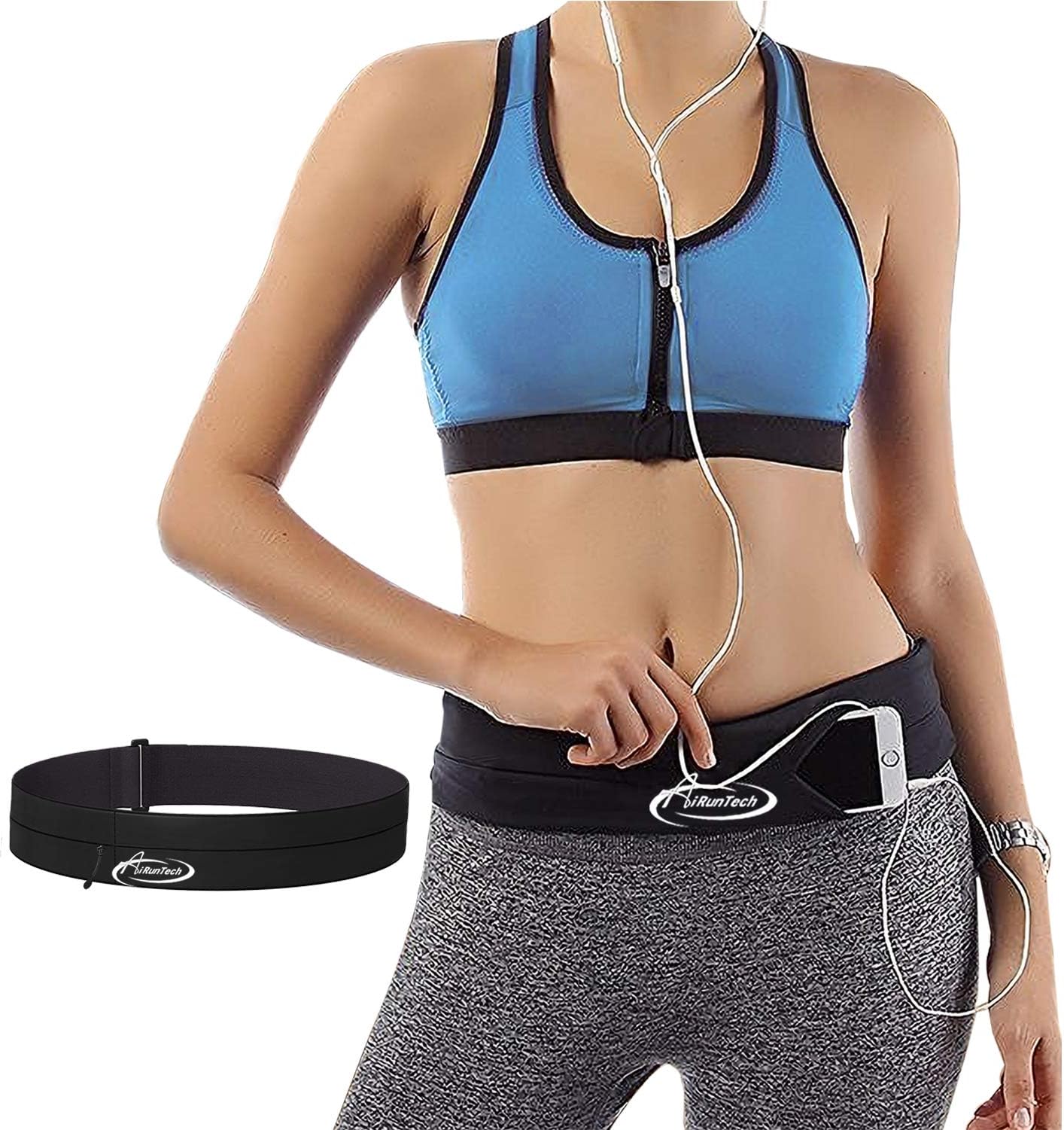 AiRunTech No-Bounce Running Belt for all Phones, Slim, Lightweight and Secure (Running Waist Pouch 2.0)
