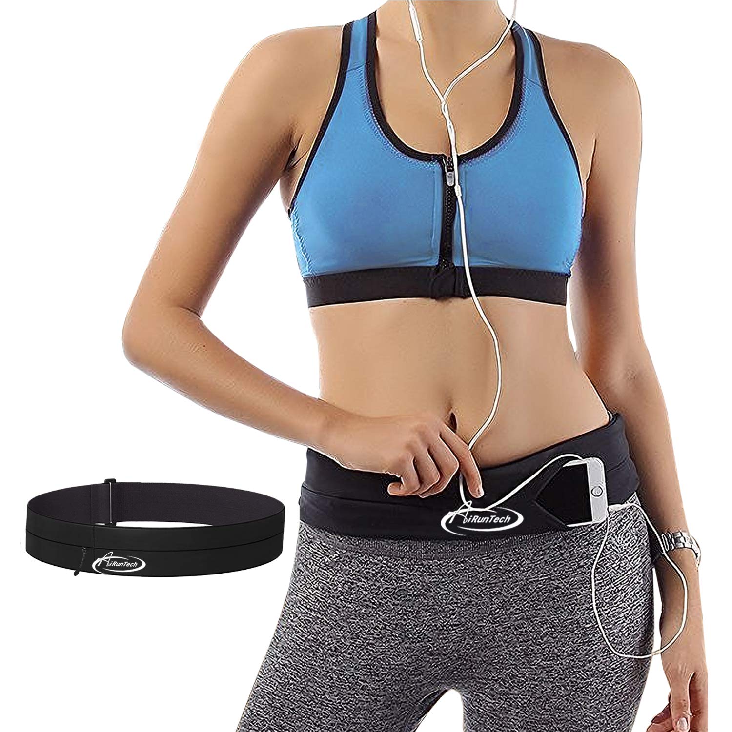AiRunTech No-Bounce Running Belt for all Phones, Slim, Lightweight and Secure (Running Waist Pouch 2.0)
