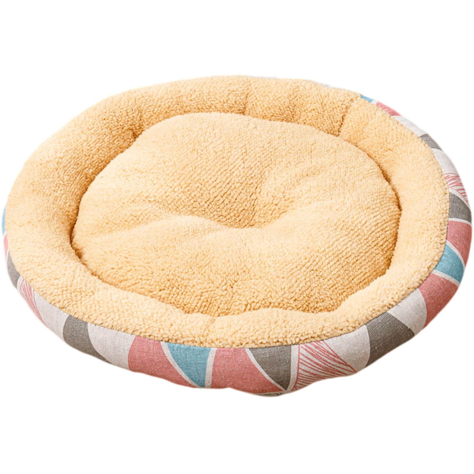 Mateju Plush Pet Dog Cat Bed, Comfortable Fluffy Pet Cushion Warm Soft Plush Donut Dog Cat Mat Pad for Indoor Calming Puppy Kitten Petbed, Machine Washable (Pink,Diameter 35cm)