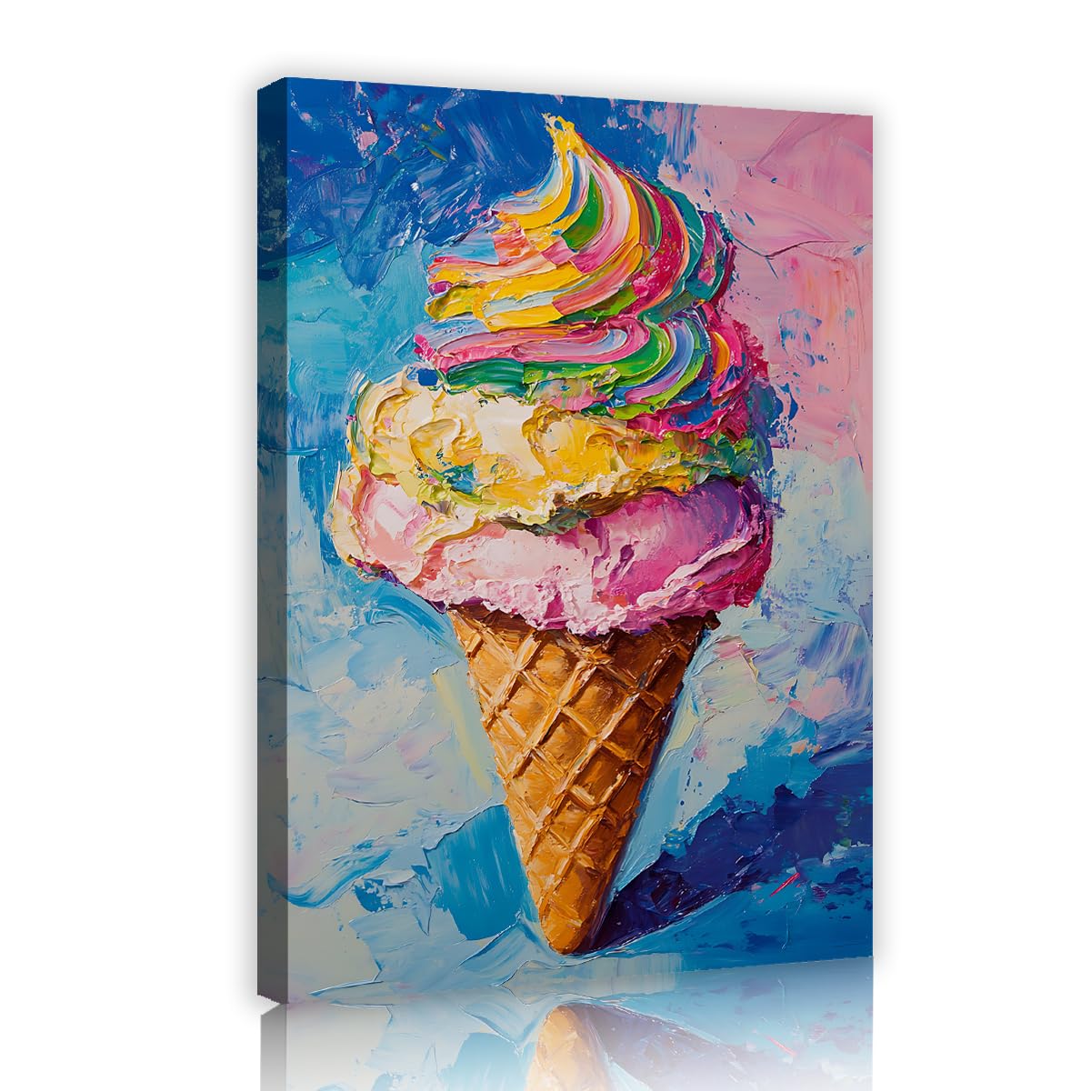 SHENGPOSTER kolorowe lody płótno sztuka ścienna obraz olejny styl plakaty i druki do kuchni lub dzieci pokój nastolatka fajny i zabawny wystrój ściany 80x112cm rama wewnętrzna