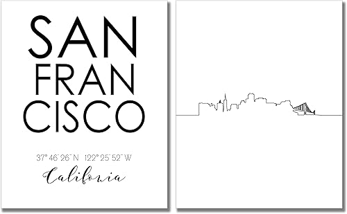 TnT Prints - Póster de horizonte de San Francisco, impresiones de horizonte de San Francisco, arte de pared de la ciudad de San Francisco, arte de