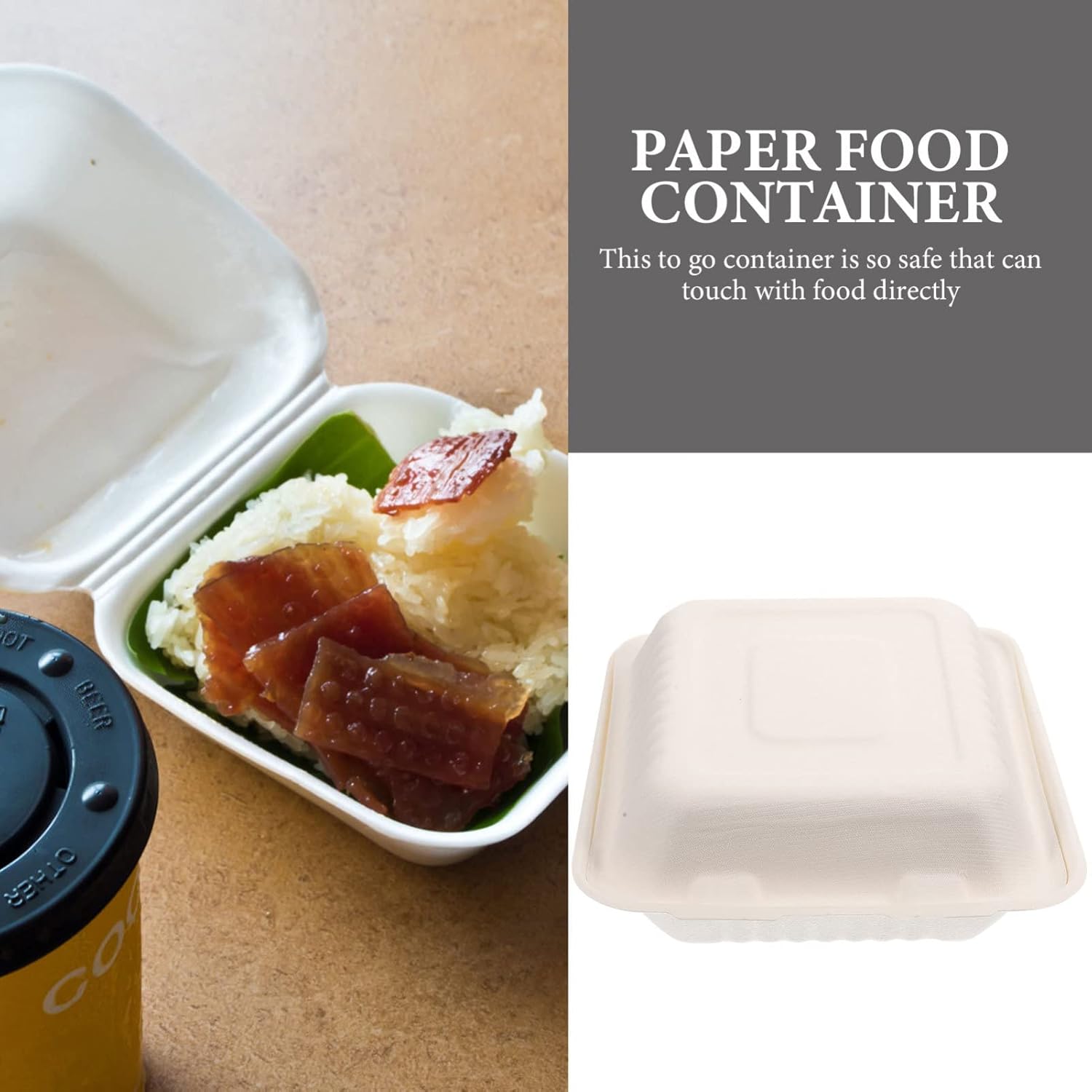 50-Pack Disposable Divided Paper Food Containers Lids Takeout Boxes for Meal Prep Pulp Microwave Safe for Restaurants and Catering