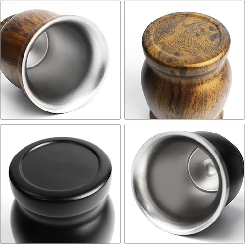 Miniatura 4 de Artcome Juego de 8 tazas de yerba mate de acero inoxidable 2 tazas de acero inoxidable de doble pared de 8.5 onzas (negro y madera), 4 bombillas