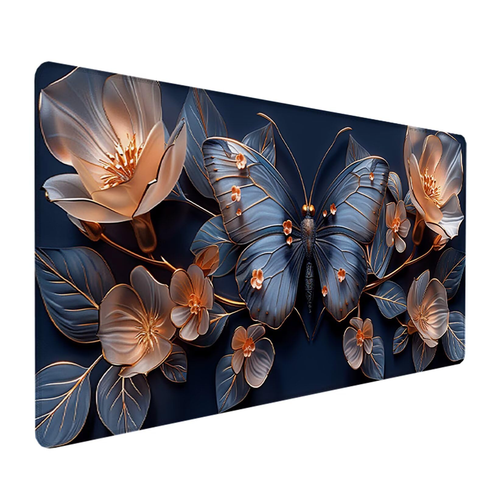Mariposa Alfombrilla Ratón Gaming XXL 1500 x 800 mm, Alfombrilla Gaming Azul Mousepad con Base de Goma Antideslizante, Impermeable Desk Mat para Teclado y Raton, Accesorios Gaming, Regalos H-1