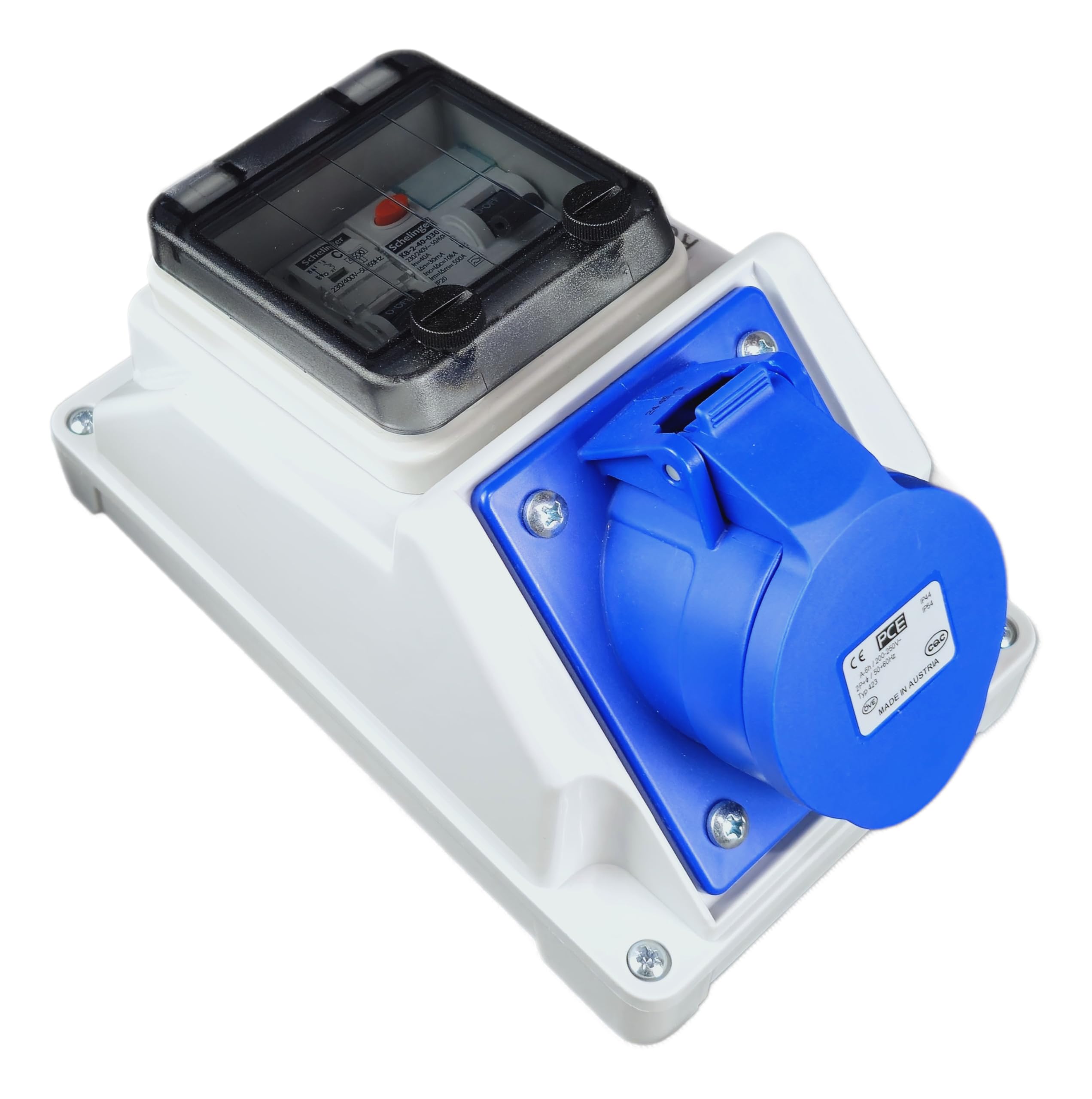 RoadEu – Prise murale CEE 16A monophasée avec disjoncteur différentiel – Coffret de distribution 230V 3P IP54 pour intérieur/extérieur – Atelier, garage, industrie