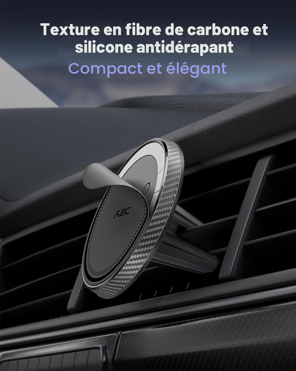A2C Support de téléphone Portable pour Grille d'aération de Voiture Magsafe 17 x N54 magnétique et Ultra Stable - Support magnétique Universel pour Grille d'aération de Voiture - pour iPhone, Samsung