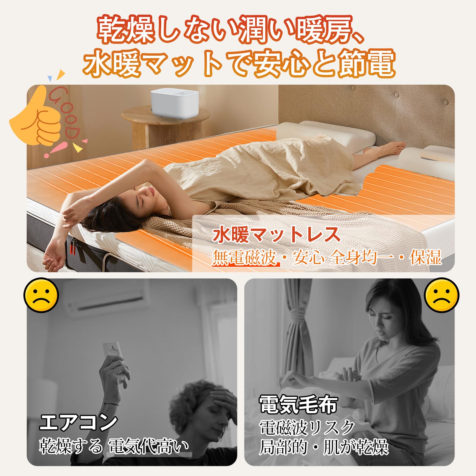 水暖マット 電気毛布 敷き　防ダニ/乾燥機能　温水循環マット　3秒速熱 水暖マット 電気毛布 敷き 防ダニ/乾燥機能 温水循環マット 3
