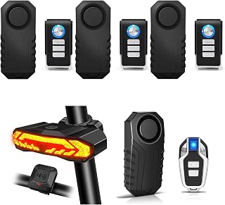 Bike Tail Light with Turn Signals Wireless Remote Control, 113db Loud Bicycle Alarm System Anti Theft,Wireless Motorcycle Alarm for Electric Bike Tricycle Mobility Scooter Vehicles Ebike